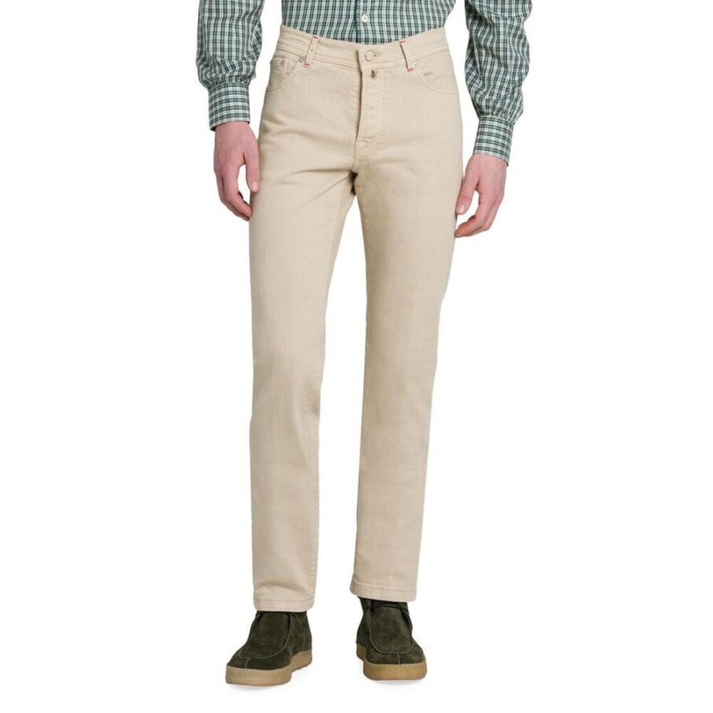 $1,795 NWT Kiton Beige Five-Pocket Flat Front Cotton Trousers Size 40